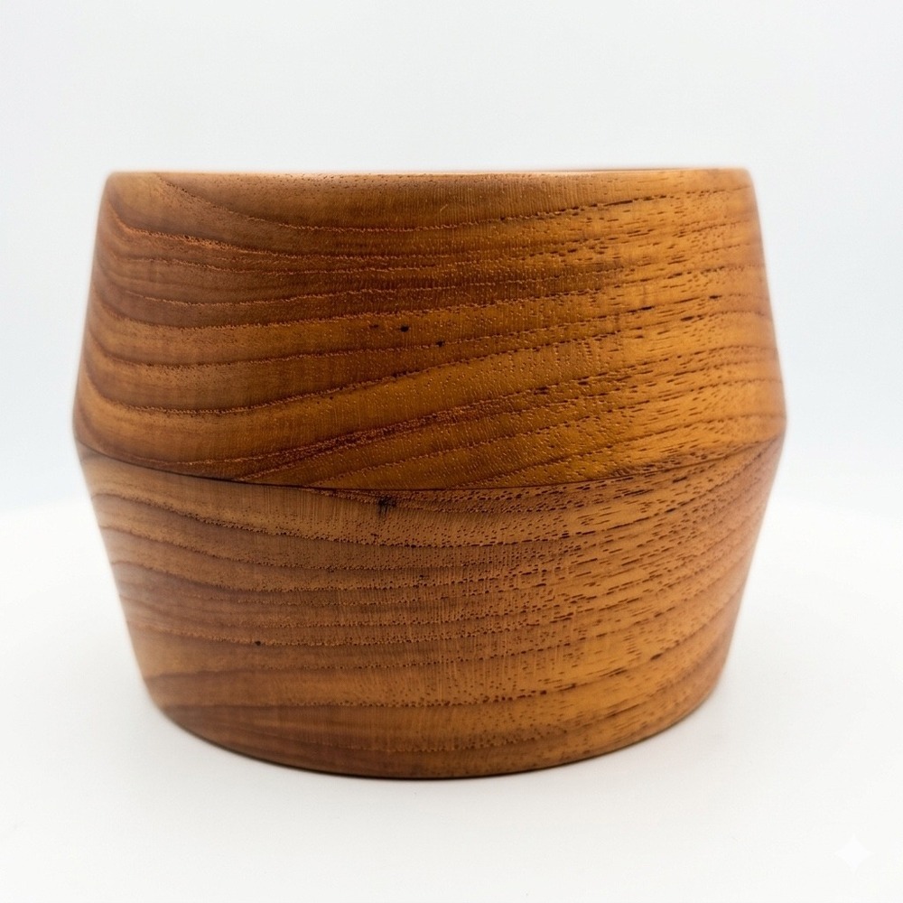 Vintage Solid Thai Teak Salt Cellar Bowl 4.5in MCM Danish Modern Hand Turned